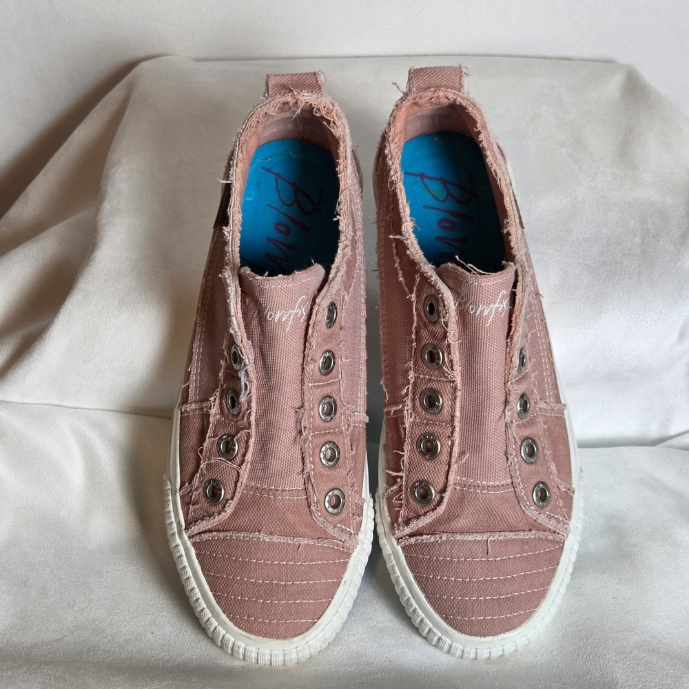 Blowfish Malibu Marley Womens 9 Pink Canvas Slip On Sneakers Distressed - Picture 3 of 9